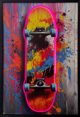 Skateboard Deck Framed LED Neon Light Canvas Print - 24" x 36"