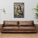 Mona Lisa Framed LED Neon Light Canvas Print - 24" x 36"