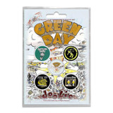 Green Day Officially Licensed Gift Set - 1 5pc Button Badge Set, 1 Embroidered Beanie, 1 Set of Five Guitar Picks