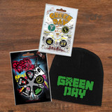 Green Day Officially Licensed Gift Set - 1 5pc Button Badge Set, 1 Embroidered Beanie, 1 Set of Five Guitar Picks
