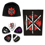 Dead Kennedys Officially Licensed Gift Set- 1 Embroidered Beanie, 1 Large Woven Back Patch, 1 Set of Five Guitar Picks