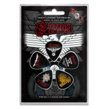 Saxon Officially Licensed Gift Set - 1 Jersey Beanie, 1 Standard Woven Patch, 1 Set of Five Guitar Picks