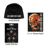Five Finger Death Punch Officially Licensed Gift Set - 1 Jersey Beanie, 1 Standard Woven Patch, 1 Set of Five Guitar Picks