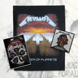 Metallica Officially Licensed Gift Set #2 - 1 Woven Back Patch, 1 Standard Woven Patch, 1 Set of Five Guitar Picks