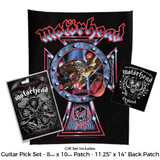 Motorhead Officially Licensed Gift Set - 1 Standard Woven Patch, 1 Woven Back Patch, 1 Set of Five Guitar Picks