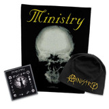 Ministry Officially Licensed Band Merch Gift Set - 1 Jersey Beanie, 1 Back Patch, 1 Embroidered Patch
