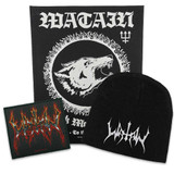 Watain Officially Licensed Band Merch Gift Set - 1 Embroidered Beanie, 1 Back Patch, 1 Standard Woven Patch