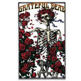 Grateful Dead Officially Licensed Band Merch Gift Set - 1 Fabric Poster, 1 Set of Five Button Badges, 1 Standard Woven Patch