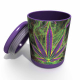 Flaming Cannabis Leaf Buzz Mug Trifecta 3pc Set - 16oz Coffee Mug, 6oz Stash Jar, & Ashtray