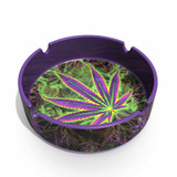 Flaming Cannabis Leaf Buzz Mug Trifecta 3pc Set - 16oz Coffee Mug, 6oz Stash Jar, & Ashtray