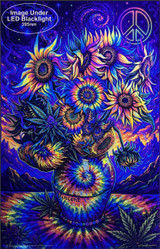 Psychedelic Van Gogh Sunflowers - Non-Flocked Blacklight Poster 24" x 36"