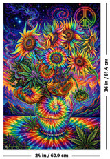 Psychedelic Van Gogh Sunflowers - Non-Flocked Blacklight Poster 24" x 36"