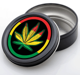 Stash Tins - Rasta Leaf 3.5" Round Storage Container