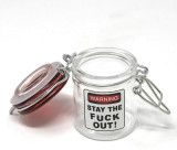 Airtight Glass Mini Stash Jar 1.5 Oz - Warning - Stay The F*ck Out Design