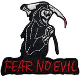 Fear No Evil Embroidered Sew On Patch - 3" X 2.82"