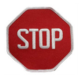 Stop Sign Embroidered Sew On Patch - 3 1/2" X 3 1/2" Image