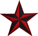 Red Nautical Star - Embroidered Sew On Patch 3" X 3"