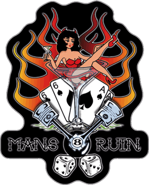 Man's Ruin - Sticker - 4" x 3 1/4"