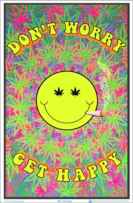 Product Image for Don't Worry Get Happy Black Light Poster
