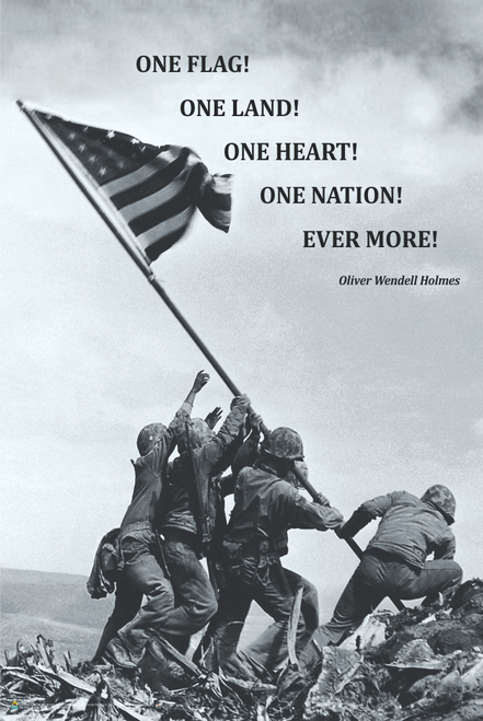 American Flag at Iwo Jima Poster - 11" x 17"