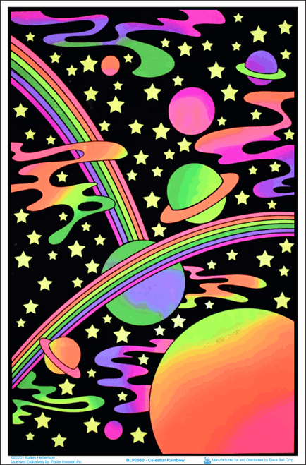 Celestial Rainbow by Audrey Herbertson Blacklight Poster - Flocked - 23" x 35"