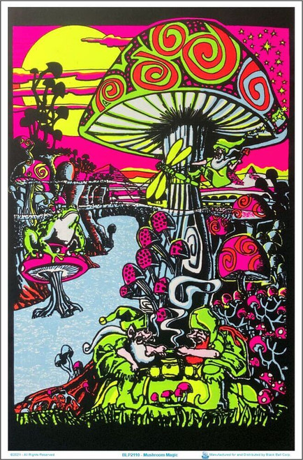 Mushroom Magic Blacklight Poster 23" x 35"