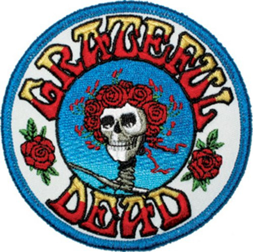 Grateful Dead Skull and Roses - Iron On Embroidered Patch 3.5" Round Image
