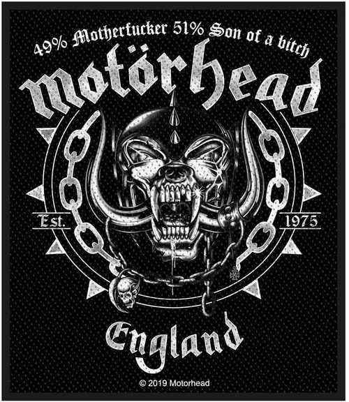 Motorhead Ball & Chain Woven Sew On Patch 8cm x 10cm