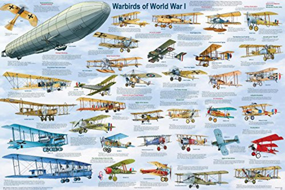 Warbirds of World War I Educational Military Airplanes Poster 24x36