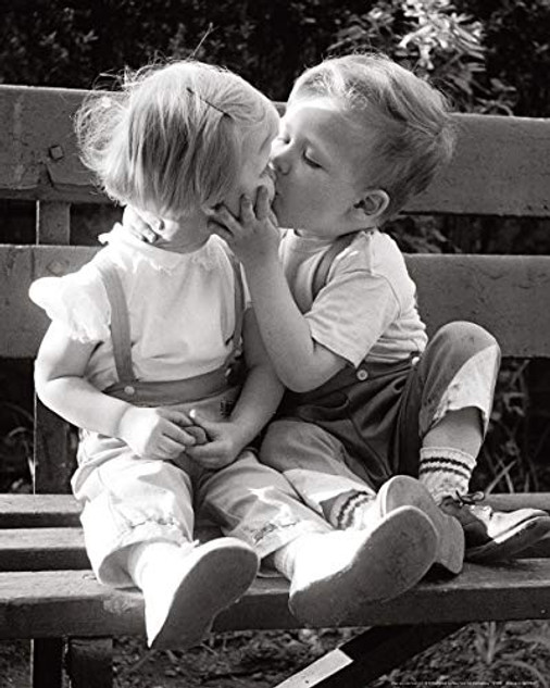 Kiss Me You Fool -Childhood Innocent Kiss Poster (16x20)