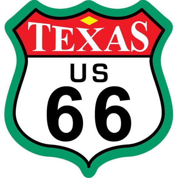 US Route 66 Texas Shield - Postcard Sized Vinyl Sticker 3.75" x 4"
