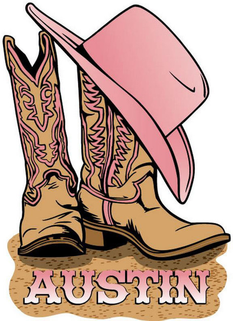 Austin TX Cowgirl Boot - Postcard Sized Vinyl Sticker 5.5" x 3.75"