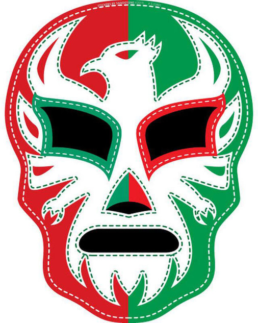 Sugar Skull Luchador Mask - Postcard Sized Vinyl Sticker 5.5" x 4.25"