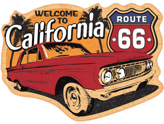 Route 66 Welcome to California - Postcard Sized Vinyl Sticker 5.25" x 4"