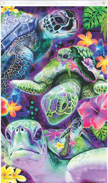 Sea Turtles by Sheena Pike Blacklight Reactive Fly Flag 3' x 5'