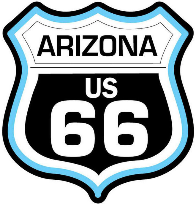 US Route 66 Arizona Shield - Postcard Sized Vinyl Sticker 4" x 4.25"