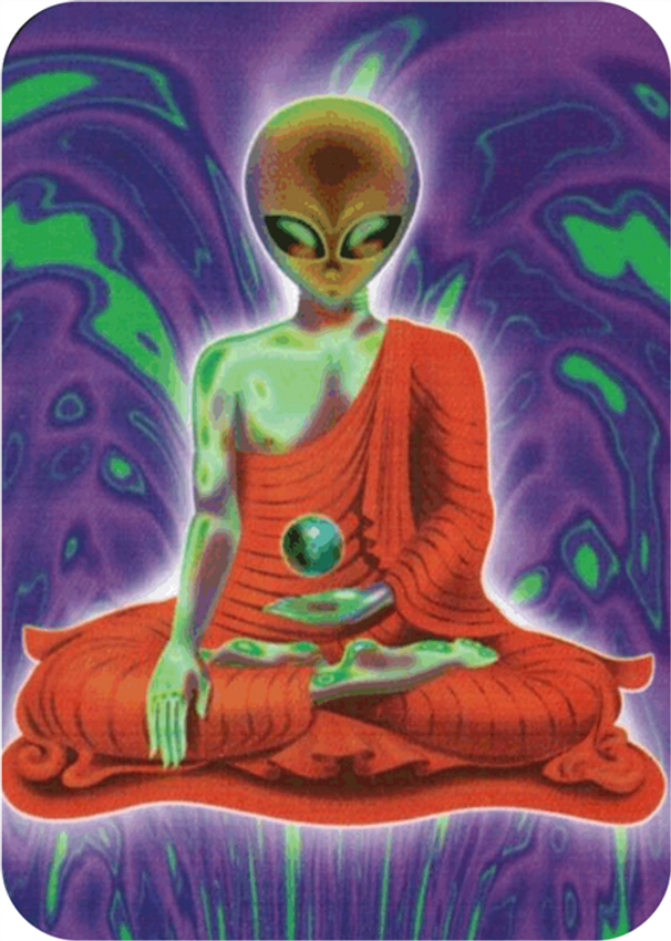 Alien Buddha- Sticker - 2 1/2" X 3 3/4"