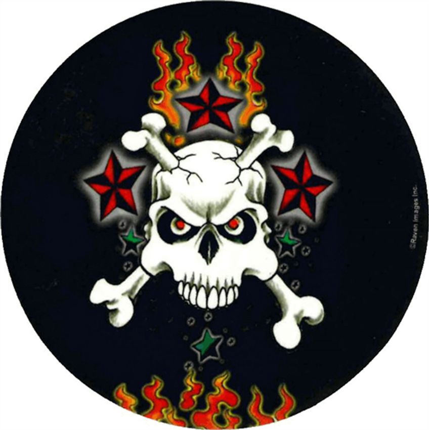 Skull & Red Stars - Round Sticker - 2 1/2" Round