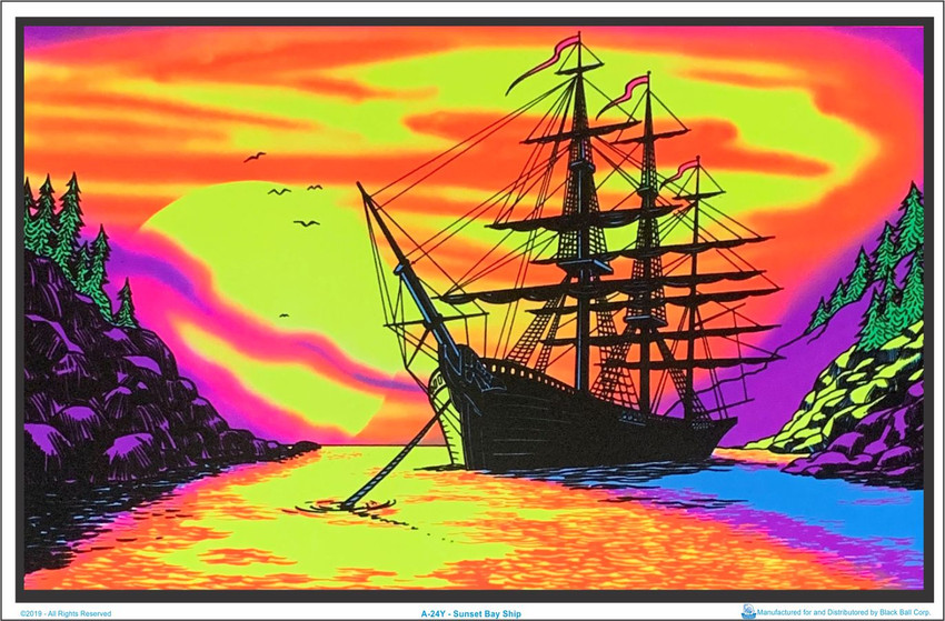 Product Image for Sunset Bay Ship Black Light Poster