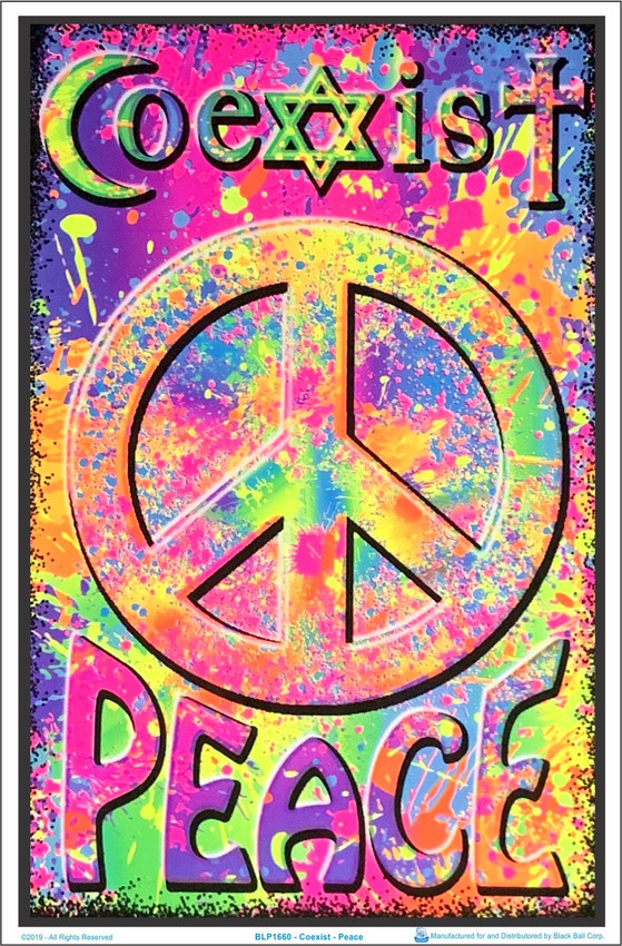 Product Image for Coexist Peace Sign Black Light Poster