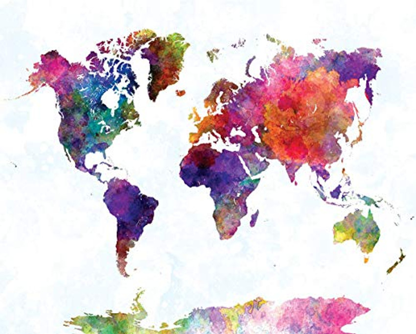 World Map Watercolor Art Print Poster Image
