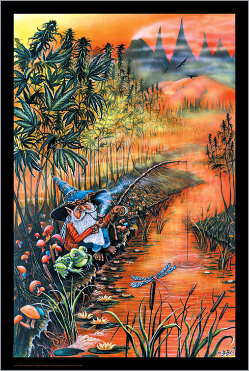 Gnome Fishin Mike Dubois Non-Flocked Blacklight Poster 24