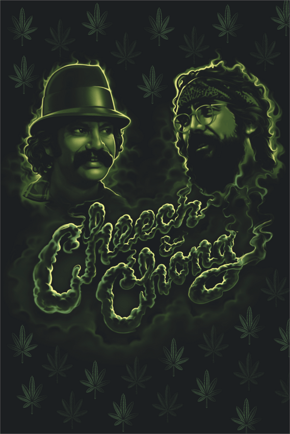 Cheech And Chong Green Smoke Poster 24 x 36 inches