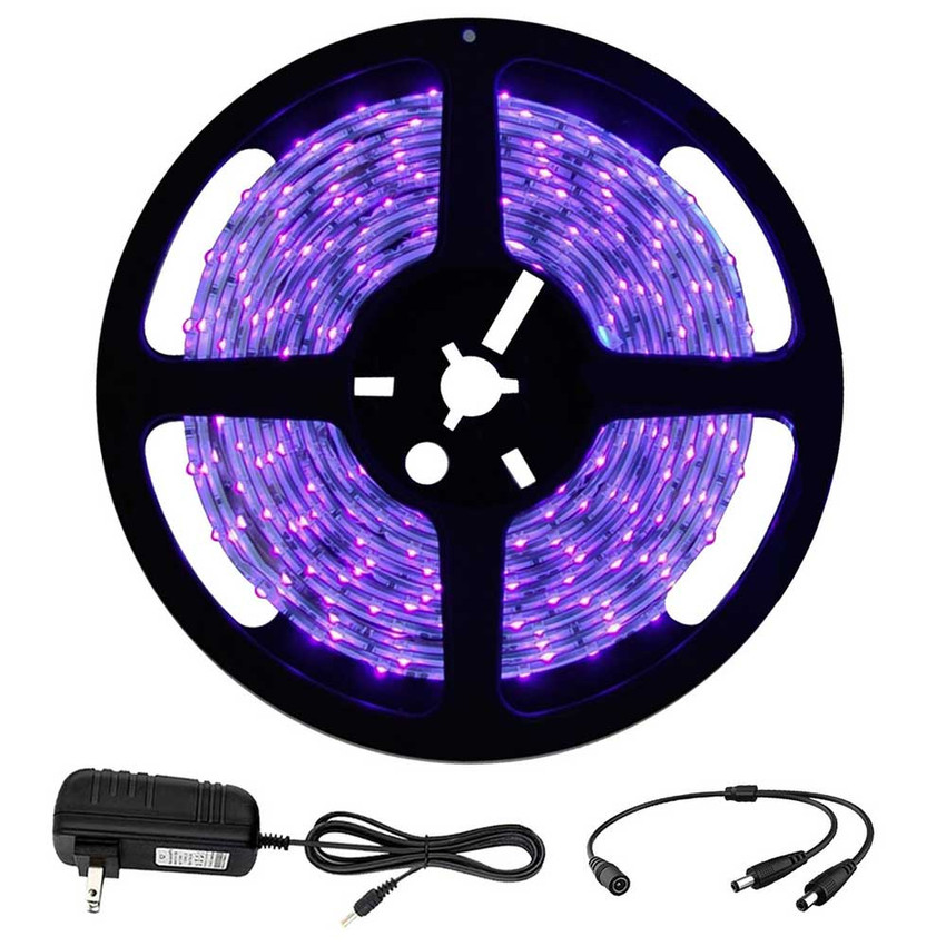 UV LED Blacklight Strip Light 5m (16.4 ft) - 300 LED - 385nm-400nm