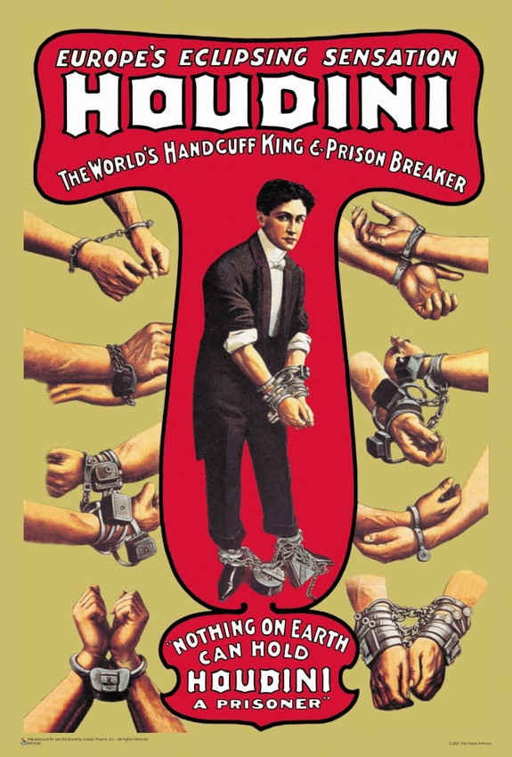 Houdini - The World's Handcuff King and Prison Breaker Mini Poster 12" x 18" Houdini - The World's Handcuff King and Prison Breaker Mini Poster 12" x 18"