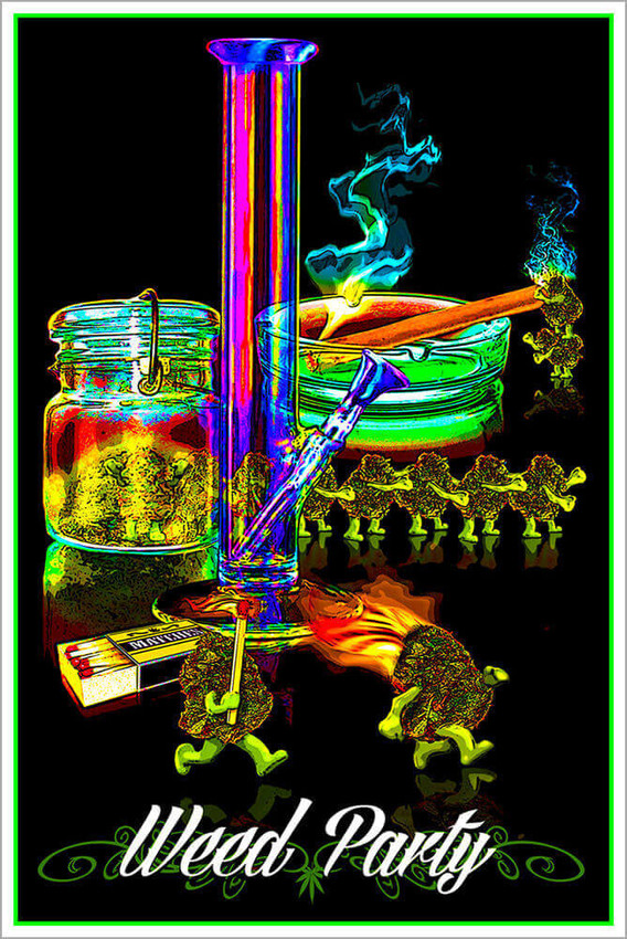 Weed Party Non-Flocked Blackight Poster 24" x 36"