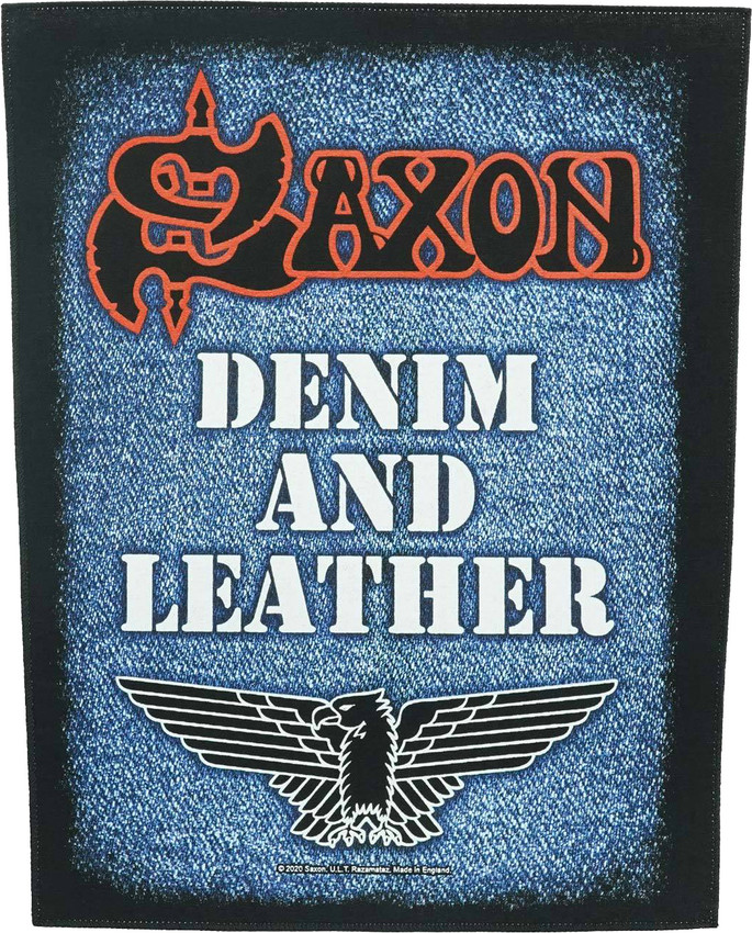 Saxon - Denim and Leather - 14" x 11" Printed Back Patch