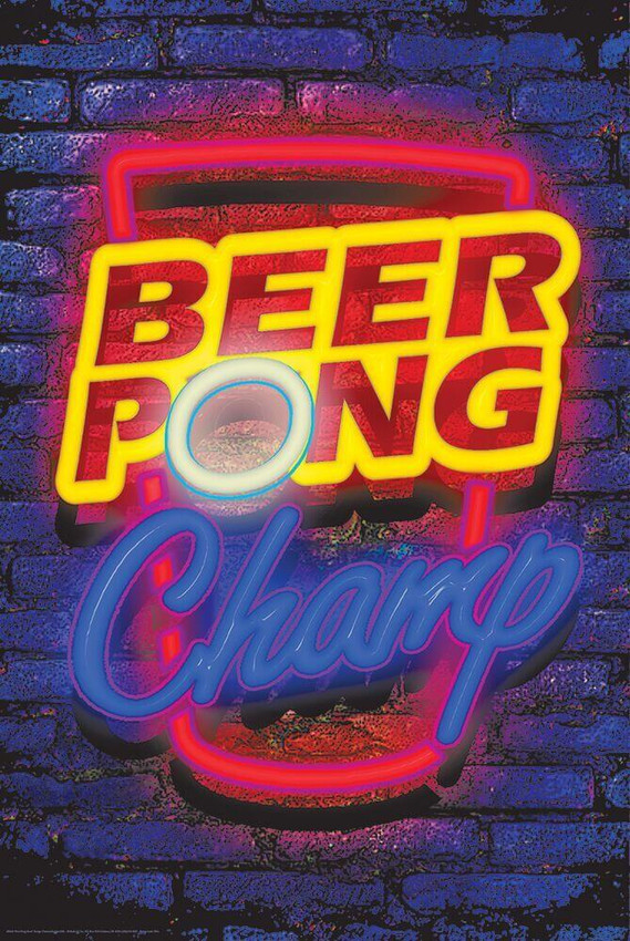 Beer Pong Neon Non-Flocked Blacklight Poster 24" x 36"