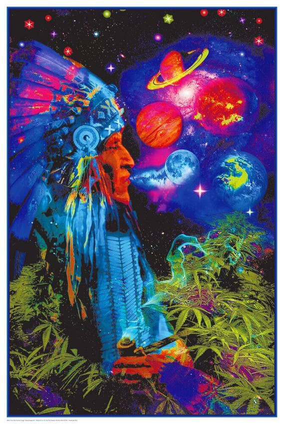 Peace Pipe Universe Non-Flocked Blacklight Poster 24" x 36"