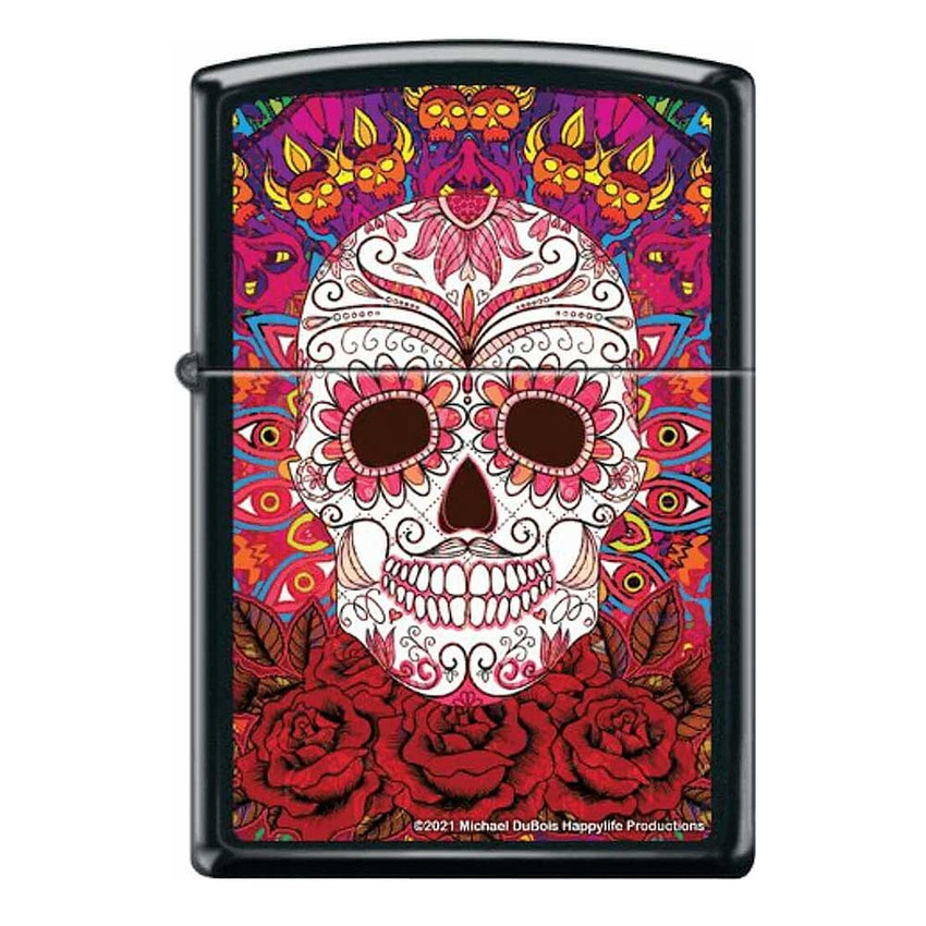 Day of Dead by Mike Dubois - Black Matte Zippo Lighter